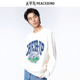 太平鸟男装休闲卫衣春季印花刺绣圆领卫衣合集潮流上衣 烫钻款白色 BWCRE1191 XL