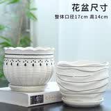 仟尚亿随机八个花盆陶瓷批发带托盘家用绿萝创意简约多肉植物小多肉花盆 大号两个组合-005（带托盘） 【破损包赔-有问题联系客服处理】