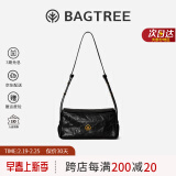 BAGTREE包包树奶盒包品牌单肩斜挎女生包新款枕头hobo女士包38女神节礼物 檀黑色-小号 情人节生日礼物女【现货速发】