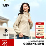 森马（Semir）外套女抗静电摇粒绒修身刺绣2024冬季立领插肩袖夹克109724108005