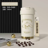 杯具熊（BEDDYBEAR）双饮保温杯女陶瓷覆层内胆吸管咖啡水杯车载杯子礼物500ml大耳狗