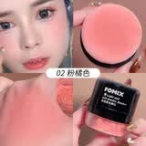 FOMIX轻透柔色腮红气垫高光自然修容一体盘蘑菇头胭脂粉扑 02#橘粉色