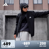 adidas拒水防泼加绒内胆三合一连帽外套男女冬季阿迪达斯轻运动 黑色 XL