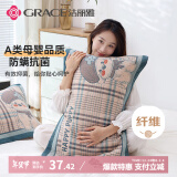 洁丽雅（Grace）A类抗菌四层透气加大加厚纱布枕巾 优雅汪-蓝 78*52cm一对装