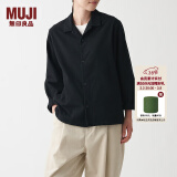 无印良品（MUJI） 男女通用法兰绒开领衬衫长袖休闲百搭衬衣外套纯棉全棉ACA71A1A 黑色 XXS-XS 150/72A