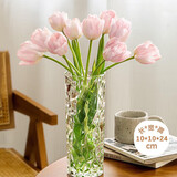 范爷家 冰纹玻璃花瓶高级感摆件客厅插花透明水晶水养鲜花透明插花器