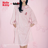 野兽派家居（tbh）三丽鸥Hello Kitty天丝棉家居睡裙四季可外穿长袖睡衣女 天丝棉长款家居裙 粉红条纹 M