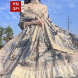 艾诺黛公主裙洛丽塔蓬蓬裙lolita全套lo裙夏季【油画柄】宫廷吊带连衣裙 【油画柄JSK】吊带裙+边夹+披肩 L