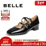 百丽（Belle）周雨彤同款珍妮玛丽珍鞋女24新商场款单鞋BR404AQ4 黑色 36 (230mm)