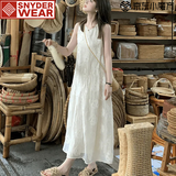 SNYDER WEAR中长款无袖连衣裙子女夏季2025新款清新初恋感提花小白长裙子女 图片色 M 95-110斤
