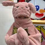 LA CHAPELLE HOMME儿童帽子围巾手套三件一体冬季保暖可爱围脖 皮红 M码