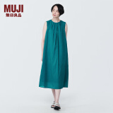 无印良品 MUJI 女式强捻无袖连衣裙女装连身裙子夏季纯棉全棉长裙BC2JNC4S 绿色 L (165/88A)