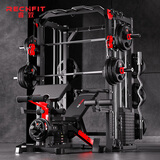 睿致（RECHFIT）RS102NEW龙门架健身器材家用史密斯机综合训练器多功能一体机 亚光黑/顶配款[125KG铁芯杠铃片+凳子+奥杆+曲杆+地垫]