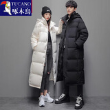 啄木鸟（TUCANO）冬季男女同款羽绒服男长款连帽白鸭绒羽绒服男青年情侣加绒外套男 659中长款黑色-男女同款 3XL (165-200斤）