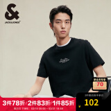 杰克·琼斯（JACK&JONES）男装短袖男百搭字母胶印多色上衣纯棉圆领直筒短袖T恤男夏季衣服 E40 黑色 常规 E40 黑色 190/108A/XXL