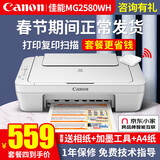 佳能（Canon） MG2580WH打印机一体机喷墨彩色照片打印复印扫描打印机家用办公学生作业加墨 套餐四：2580主机+连喷加墨+墨水4瓶+小白盒