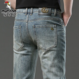 啄木鸟牛仔裤男秋冬新款男士潮流修身小脚裤子男商务休闲高端百搭长裤子 FK-939复古色 29