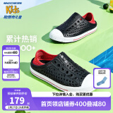 Skechers斯凯奇儿童凉鞋夏季男童女童洞洞鞋溯溪防滑包头大童沙滩鞋91995L 男童/黑色/红色/BKRD 28.5