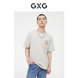 GXG男装 龚俊同款 双色潮流圆领短袖T恤时尚个性舒适 2023年夏季新款 灰蓝色1 XL