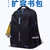 申派牛标扩容书包初高中学生男轻便减负护脊大容量高颜值品牌双肩书包女生 X7宇宙黑-克莱因蓝反光挂饰
