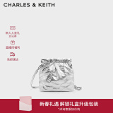 CHARLES&KEITH迷你菱格流浪包单肩斜挎双肩包包女包生日礼物新年礼CK2-60782390 Silver银色 S