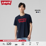 Levi's【全新升级】李维斯新版情侣同款短袖T恤logo印花 藏蓝色0002 2XL