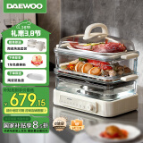 大宇（DAEWOO）【食品级玻璃】多功能电蒸锅炖蒸煮一体 家用多层大容量蒸汽锅 不锈钢盘 预约早餐 S22