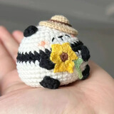 途尊可爱小玩偶毛线手工编织diy材料包手作打发时间钩针钩织礼物挂件 胖胖小熊猫【材料包】+珠珠链