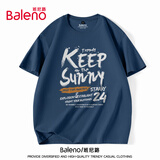 班尼路（Baleno）短袖t恤男夏季学生ins美式字母潮流百搭纯棉上衣设计感五分袖