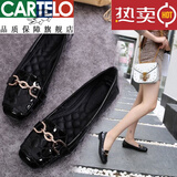 卡帝乐鳄鱼（CARTELO）潮牌大小码真皮单鞋女平底百搭豆豆鞋方头软皮软底休闲乐福43瓢鞋