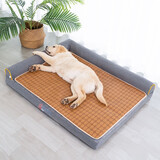 Petenjoy狗窝四季通用可拆洗保暖狗垫子金毛睡垫狗床中大型犬狗狗睡觉冬天 双靠床-雪尼尔灰 带凉席 L-75*55cm【30斤内犬猫用】