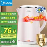 美的（Midea）【国家补贴】煮水壶电热水壶烧水壶家用 食品级316不锈钢 1500W快速加热 1.7升容量MK-HJ1705-PRO