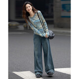 德玛纳【蜡染工艺】春季氛围感轻薄复古时髦分割线装饰遮肉好搭女式t恤