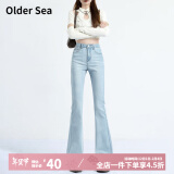 OLDER SEA浅色微喇牛仔裤女小个子春夏2025年新款高腰显瘦喇叭马蹄裤子女 浅蓝色 L 建议116-129斤