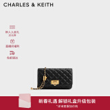 CHARLES&KEITH经典菱格链条小方单肩斜挎包包女包生日礼物新年礼物CK2-70160131 Black黑色 小包