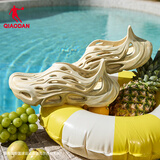 乔丹QIAODAN质燥浮云洞洞鞋2025冬季情侣款运动凉鞋户外软底沙滩拖鞋 香草黄/桦木色 男丨偏大一码 44