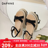 达芙妮（DAPHNE） 凉鞋女一字带厚底沙滩女鞋2024夏季新款平底休闲单鞋罗马鞋女 黑色 38