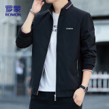 罗蒙（ROMON）外套夹克男士潮流时尚商务休闲棒球服立领上衣男装KJ11黑3XL