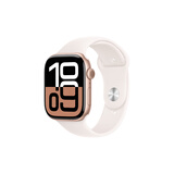 Apple Watch Series 10 智能手表46毫米玫瑰金色铝金属表壳淡桃粉色运动型表带M/L【蜂窝款】联通补贴