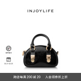 INJOYLIFE锁扣馒头包黑金千金风高级感复古单肩斜挎包小手提包贝壳包 黑色