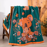 沐凡 纯棉浴巾 男女成人纱布洗澡巾儿童卡通浴巾吸水加大加厚80*160cm 考拉绿浴巾浴巾（80*150cm）