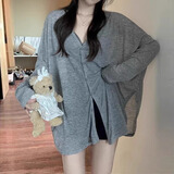 歌诗慧冰丝防晒开衫外搭开衫薄款女针织衫外套女装新款夏季空调衫上衣 灰色宽松开衫 均码
