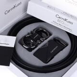 CerrnKutta新款时尚休闲男士真皮皮带情人节耐磨腰带商务裤带礼盒 CK-02枪色双扣头腰带礼盒套装 115cm 联系客户备注长110到130CM