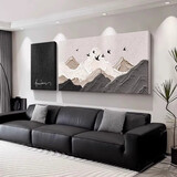 柒个画师背有靠山客厅装饰画简约现代沙发背景墙挂画黑白灰高级感两联壁画 T132466 30*40/80*40【双联】 质感纹理面【无框画】