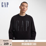 Gap男女装初秋字母印花大logo圆领抓绒卫衣609136简约经典款 黑色 170/92A(M) 亚洲尺码