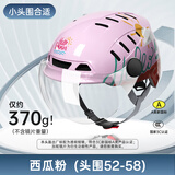 蓝极星超轻骑士头盔电动摩托车透气头盔夏季男女头盔轻便半盔夏日清凉盔新国标3C认证A类 西瓜粉M【小头围52-58cm】 标配透明短镜