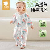 贝肽斯婴儿衣服夏季薄款连体衣宝宝后背网孔透气七分袖空调服睡衣