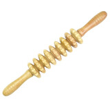 福奥堂 经络瑜伽按摩棒木质手动滚轮按摩器滚珠按摩器颈椎腿部足部足底背部全身通用小腿神器 升级不开裂款 9轮 黄色