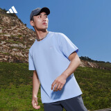 adidas情侣休闲纯棉上衣圆领短袖T恤男女夏季阿迪达斯官方轻运动 蓝色 M
