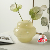 木丁丁中古玻璃艺术花瓶奶油风轻奢插花水培复古家居装饰高级感生日礼物
